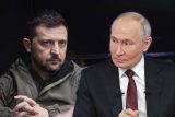 Volodymyr Zelenskyj (vlevo) a Vladimir Putin (koláž)