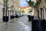 Obří květináče na ulici Zámečnická v centru Brna