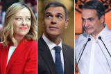 Giorgia Meloniová, Pedro Sánchez a Kyriakos Mitsotakis