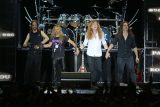 kapela Megadeth, Dirk Verbeuren, James LoMenzo, Dave Mustaine, Kiko Loureiro na festivalu Riverside Festival 25. srpna 2023 v Aarburgu ve Švýcarsku