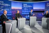 Televizní debata kandidátů na německého kancléře. Zleva Olaf Scholz, Robert Habeck, Friedrich Merz a Alice Weidelová