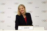 Kirsty Coventry během tiskové konference po jejím zvolení za novou prezidentkou Mezinárodního olympijského výboru