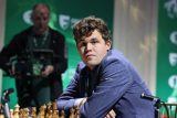 Šachista Magnus Carlsen při mistrovství světa v rapid šachu