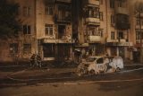 Následky dronového útoku na Charkov