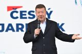 SPD uspořádala v rámci předvolební kampaně 15. května v Jihlavě Český jarmark. Na jarmarku byly nabízeny české potraviny za zvýhodněné ceny. Na snímku předseda SPD Tomio Okamura