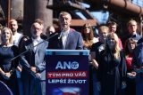 Šéf hnutí ANO Andrej Babiš při startu kampaně v Dolních Vítkovicích