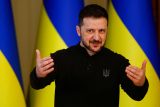 Ukrajinský prezident Volodymyr Zelenskyj během tiskové konference v Kyjevě 12. března 2025