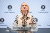Ministryně obrany Jana Černochová (ODS) na tiskové konferenci po jednání vlády