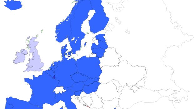 Schengen mapa