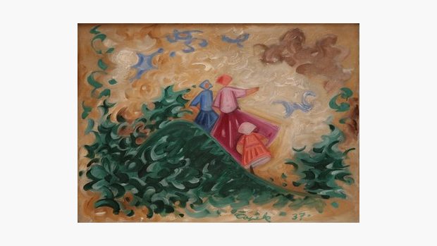 Josef Čapek: Na stráni (1937), olej na plátně, 50,5 x 70,5 cm