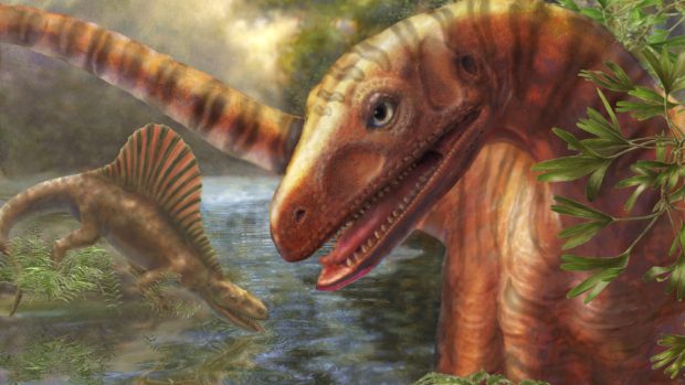 Asilisaurus kongwe (v pozadí Hypselorhachis)