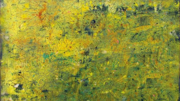 Zdeněk Sklenář - Slunečnice, 1978, olej, tužka, plátno, 50 x 70 cm