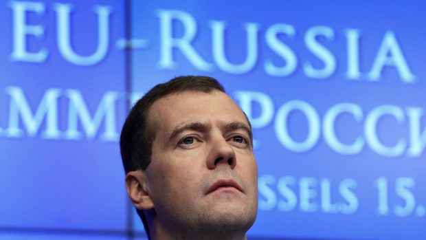 Dmitrij Medvěděv v Bruselu