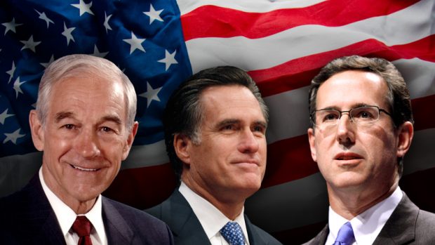 Ron Paul, Mitt Romney a Rick Santorum