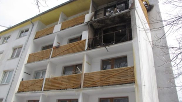 Požárem zničený dům ve Vrbně pod Pradědem