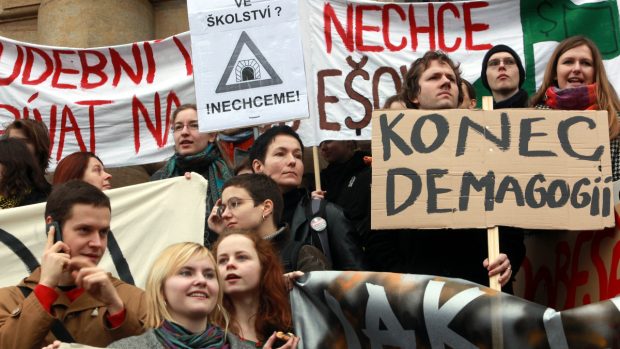 Demonstrace studentů v Praze