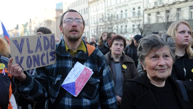 Protivládní protest na Václavském náměstí, který pořádala Holešovská výzva.