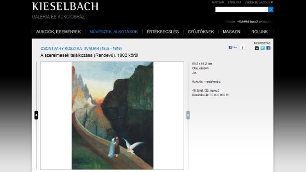 Tivadar Csontváry-Kosztka - Setkání milenců, na stránkách aukční síně Kieselbach