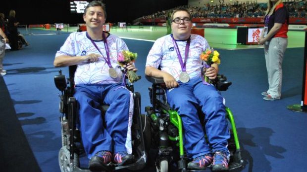 Stříbrní medailisté v mixu boccie Leoš Lacina (vlevo)   Radek Procházka
