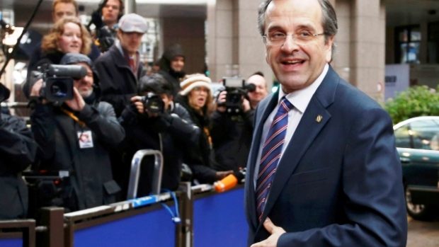 Řecký premiér Antonis Samaras na summitu EU v Bruselu