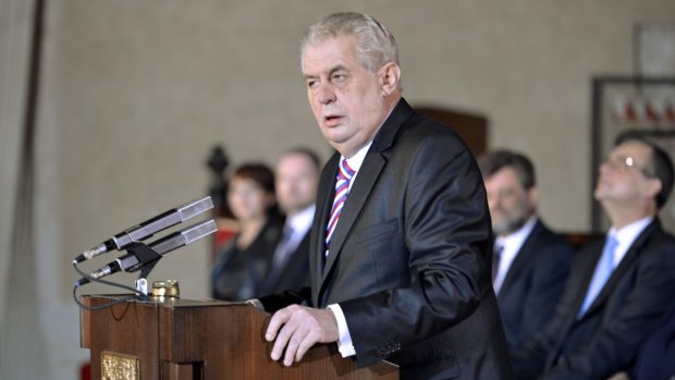 Miloš Zeman vystoupil s projevem, poté co složil na Pražském hradě prezidentský slib