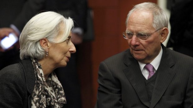 Předsedkyně MMF Christine Lagardeová a německý ministr financí Wolfgang Schäuble