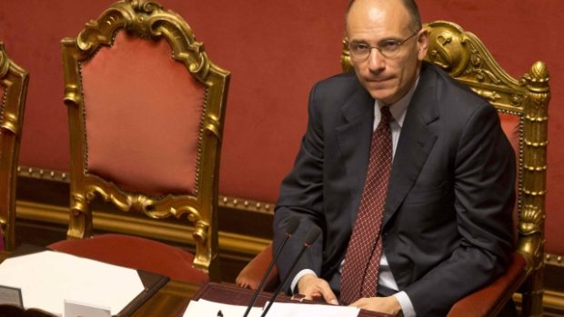 Italský premiér Enrico Letta při senátním hlasování o důvěře kabinetu