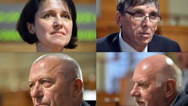 Kandidáti na soudce ÚS: Kateřina Šimáčková a Ludvík David (nahoře), Miloslav Výborný a Pavel Rychetský (dole)