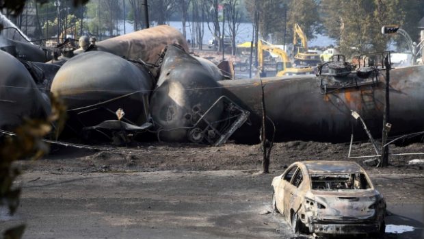 Vykolejený vlak u Lac Megantic v Kanadě