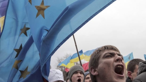 Do demonstrací za přidružení Ukrajiny k Evropské unii se zapojili také studenti