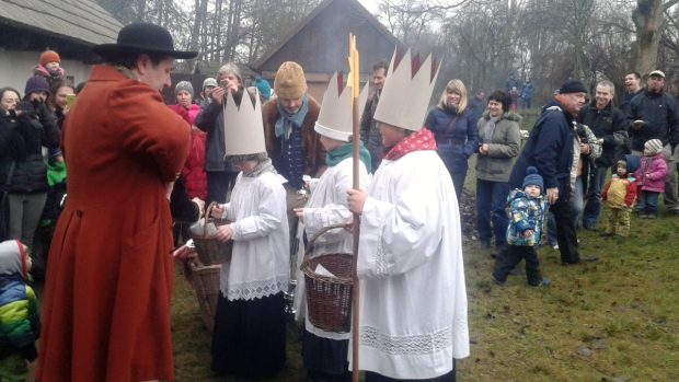 Tříkrálové koledování v kouřimském skanzenu na Kolínsku