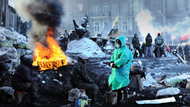 Protesty v Kyjevě, u stadionu Dynama Kyjev