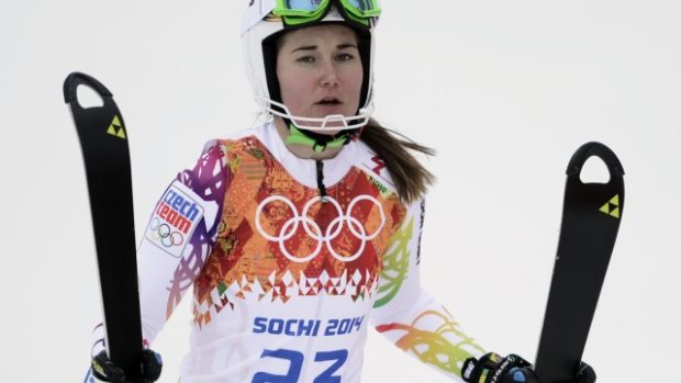 Šárka Strachová po superkombinačním slalomu v Krasné Poljaně. Díky dobrému výkonu pojede i obří slalom