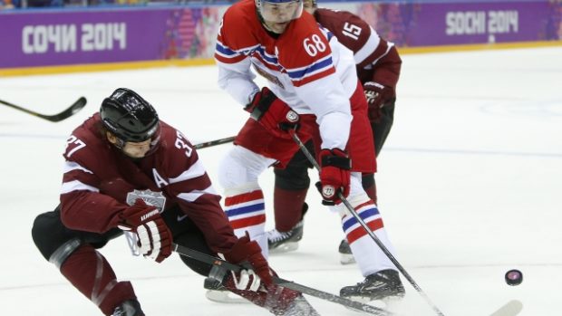 Jaromír Jágr se střelecky prosadil na olympijských hrách v Soči i proti Lotyšsku.