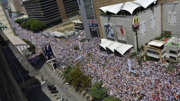 Sobotní protivládní protest ve venezuelské metropoli Caracasu