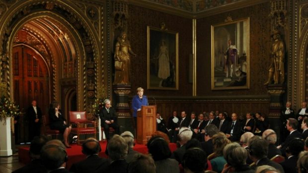 Německá kancléřka Angela Merkelová promluvila před oběma komorami britského parlamentu