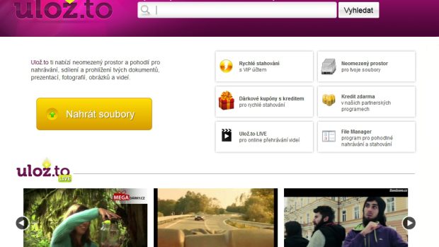 Screenshot homepage Uloz.to