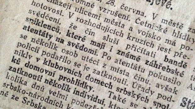 Národní listy ze dne 29. června 1914 - Zatýkání v Sarajevě