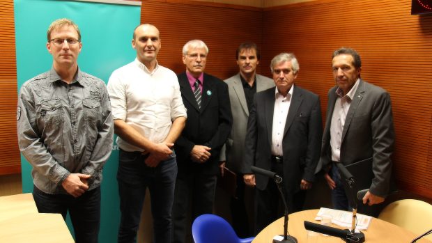 Vít Prchal (Zelení a Piráti), Vít Sedlák (TOP09), Pavel Paulát (Svobodní), Radek Popelka (ANO2011), Rudolf Chloupek (ČSSD), Jaroslav Vymazal (ODS)