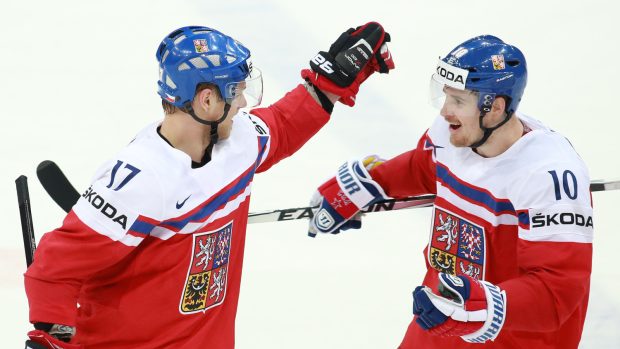 MS hokej, ČR vs. Rakousko: Vladimír Sobotka a Roman Červenka