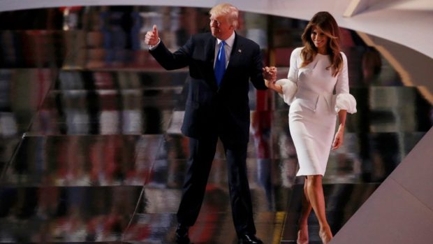 Sjezd republikánské strany v Clevelandu. Donald Trump a jeho žena Melania