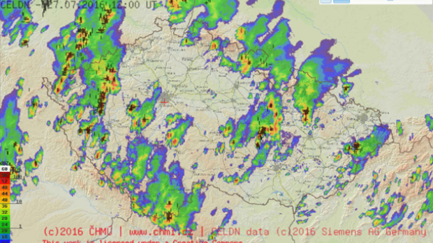 Meteorologická situace 27. 7. 2016 14:00