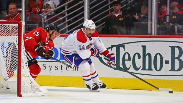 Tomáš Plekanec z Montrealu v zápase proti Chicagu výhru neoslavil