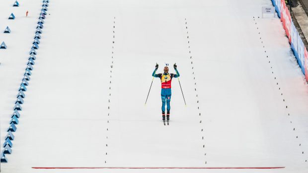 Francouz Martin Fourcade v cíli