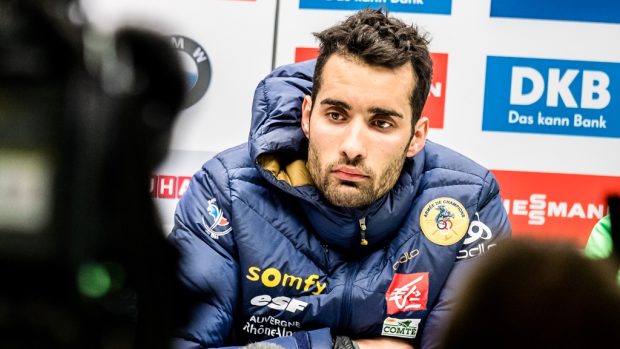 Martin Fourcade na tiskové konferenci po závodě