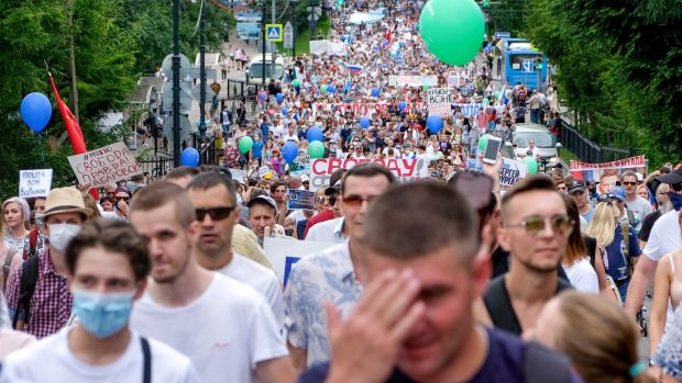 Z protestu v Chabarovsku