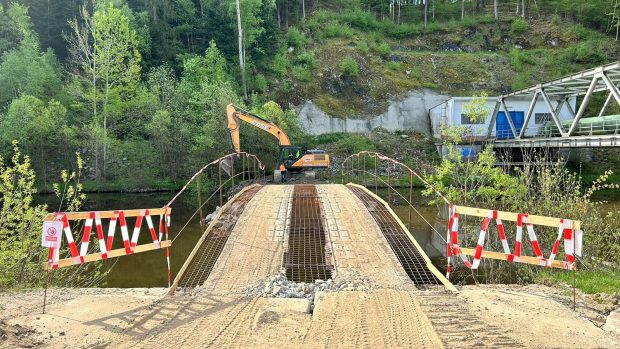 Stavba nového přivaděče surové vody z přehrady Římov, na snímku část u obce Plav