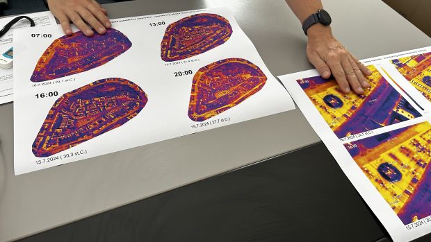 Termální ortofotomapa městské památkové rezervace v Hradci Králové