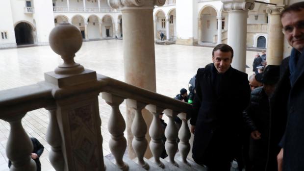 Emmanuel Macron na návštěvě v Polsku