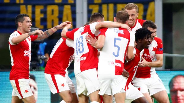 Radost fotbalistů Slavie